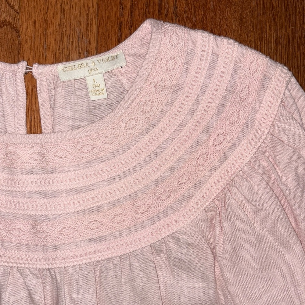 Chelsea & Violet Pink Lace Top with Denim Flare Stretch Jeans Size L 10/12 NWT - Picture 3 of 7
